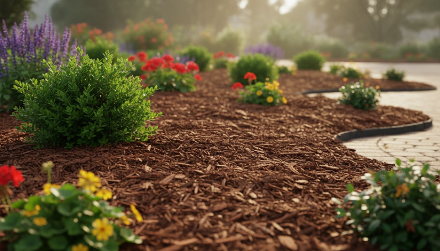 Fresh mulch beds